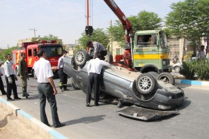 واژگونی خودروی سمند در امیر آباد