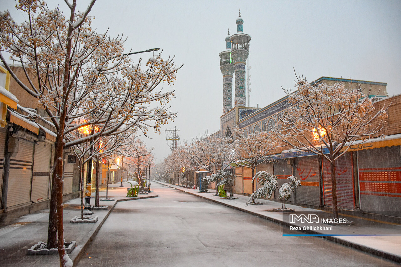 بارش برف در نجف آباد.بیستم دی 1401
